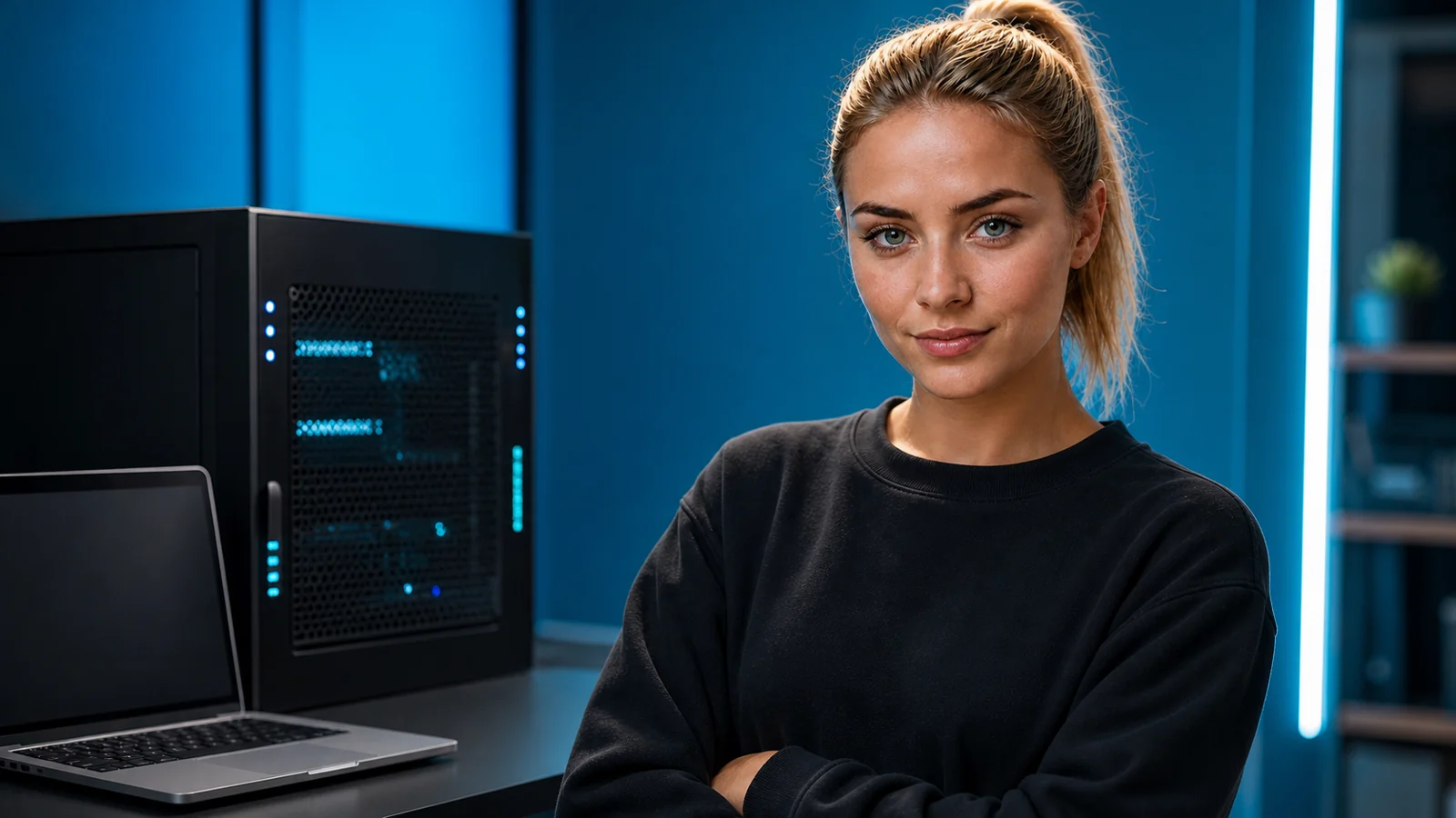Lena präsentiert Webhosting und Server