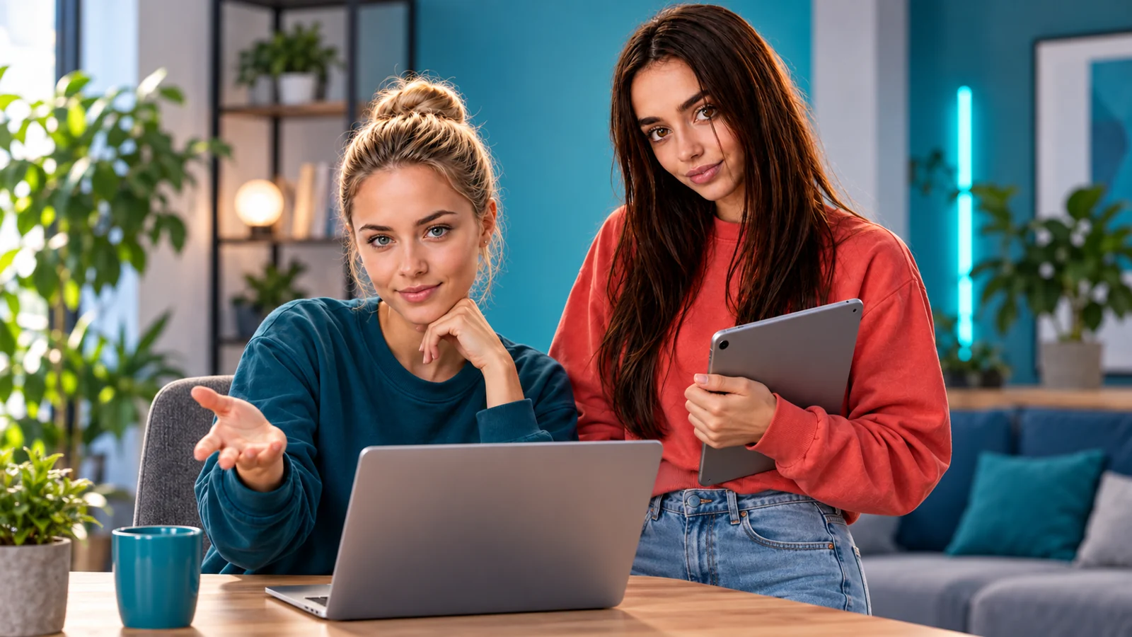 Lena und Jana präsentieren Kontakt und Projektgespräch