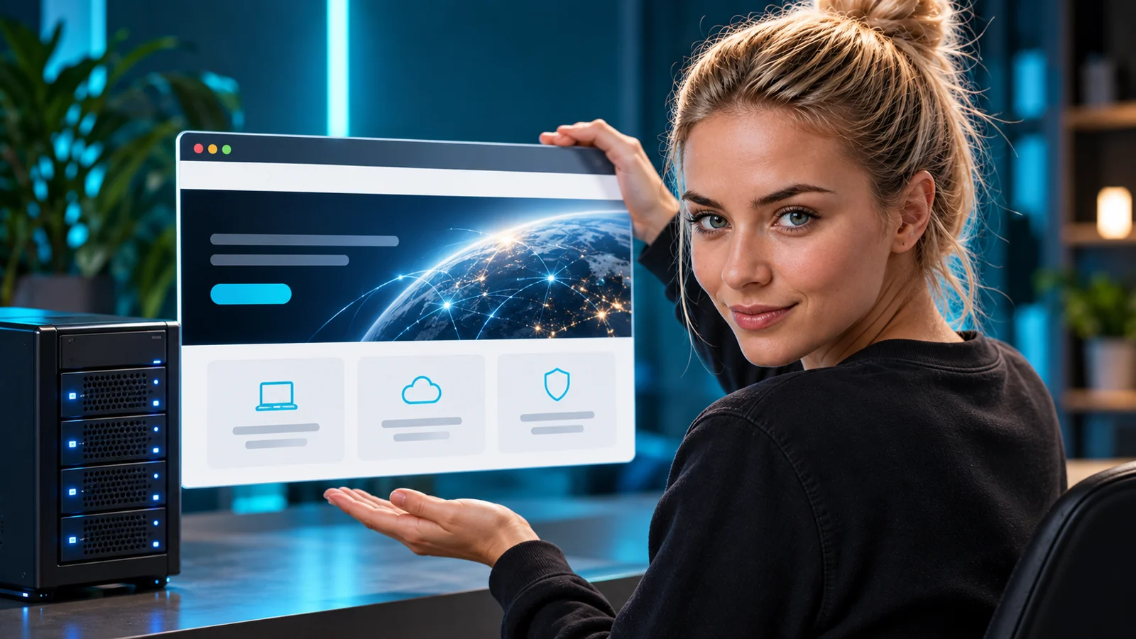 Lena präsentiert Start eines Website-Projekts